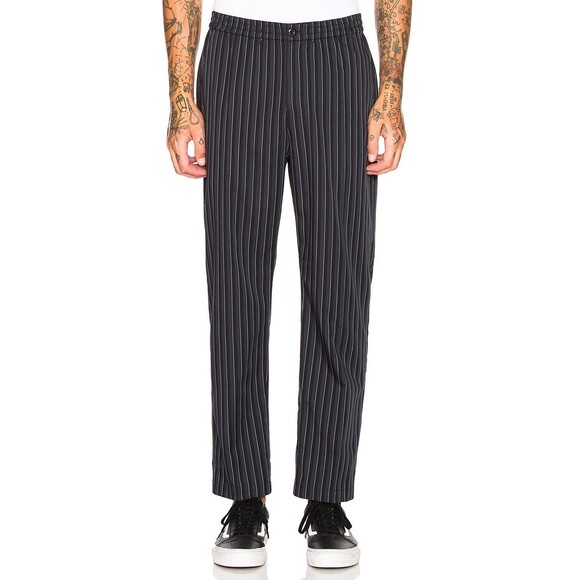 Stussy Bryant Striped Pants Men's Black Green Workwear Elastic Waist Skate Sz M - Picture 1 of 14